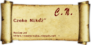 Czeke Niké névjegykártya